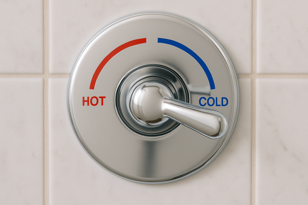 Turning shower knob from hot to cold for DIY contrast therapy