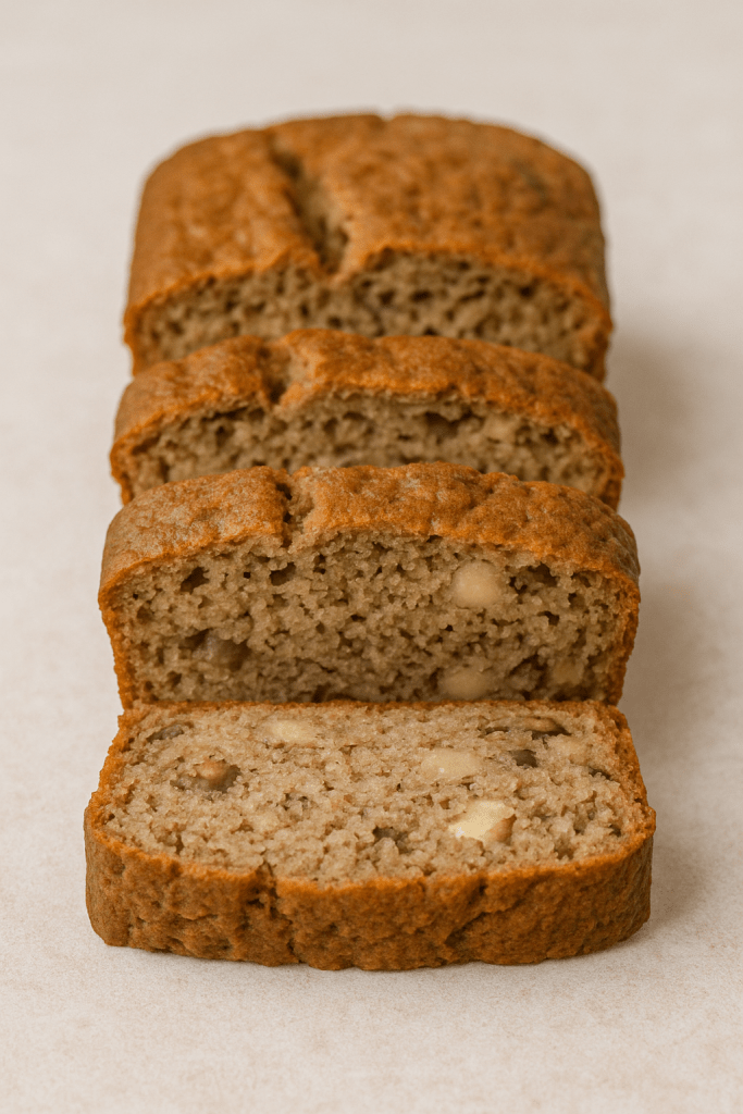 Healthy protein banana bread made with oat flour and whey protein