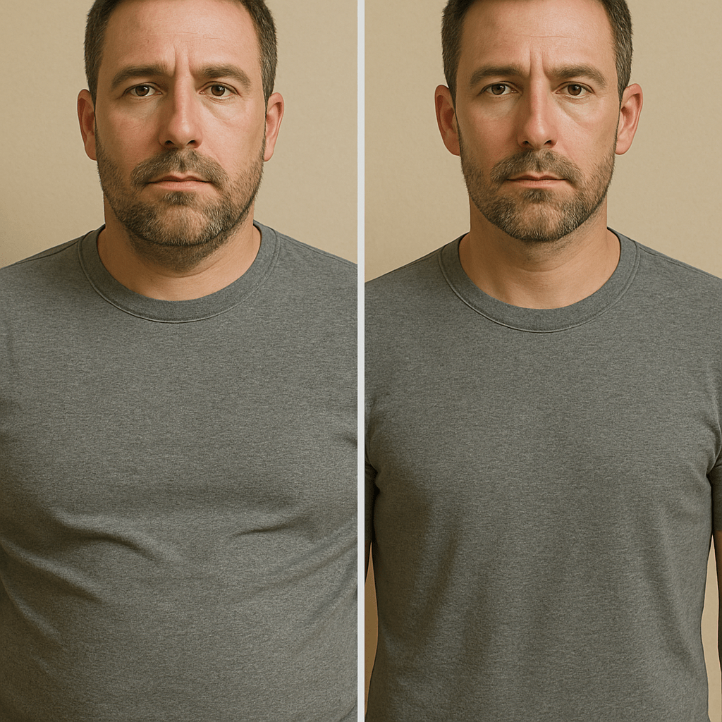 Before and after 30 days of intermittent fasting transformation