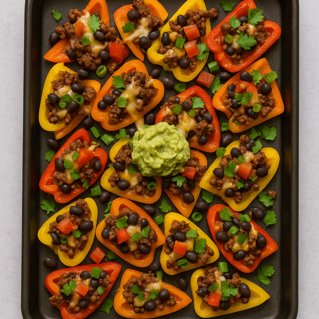 Bell pepper nachos loaded with healthy toppings – low-carb alternative