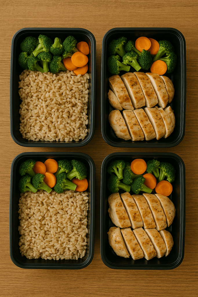 Simple meal prep with budget-friendly high-protein foods.