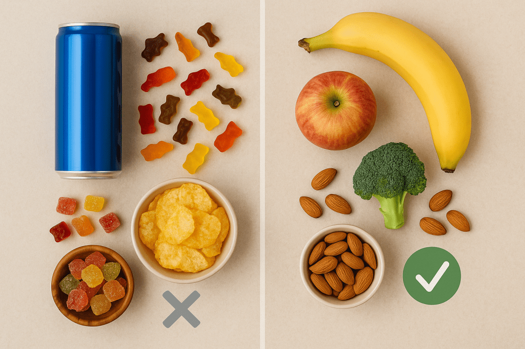 Comparison of processed snacks vs. whole food options for a calmer mind
