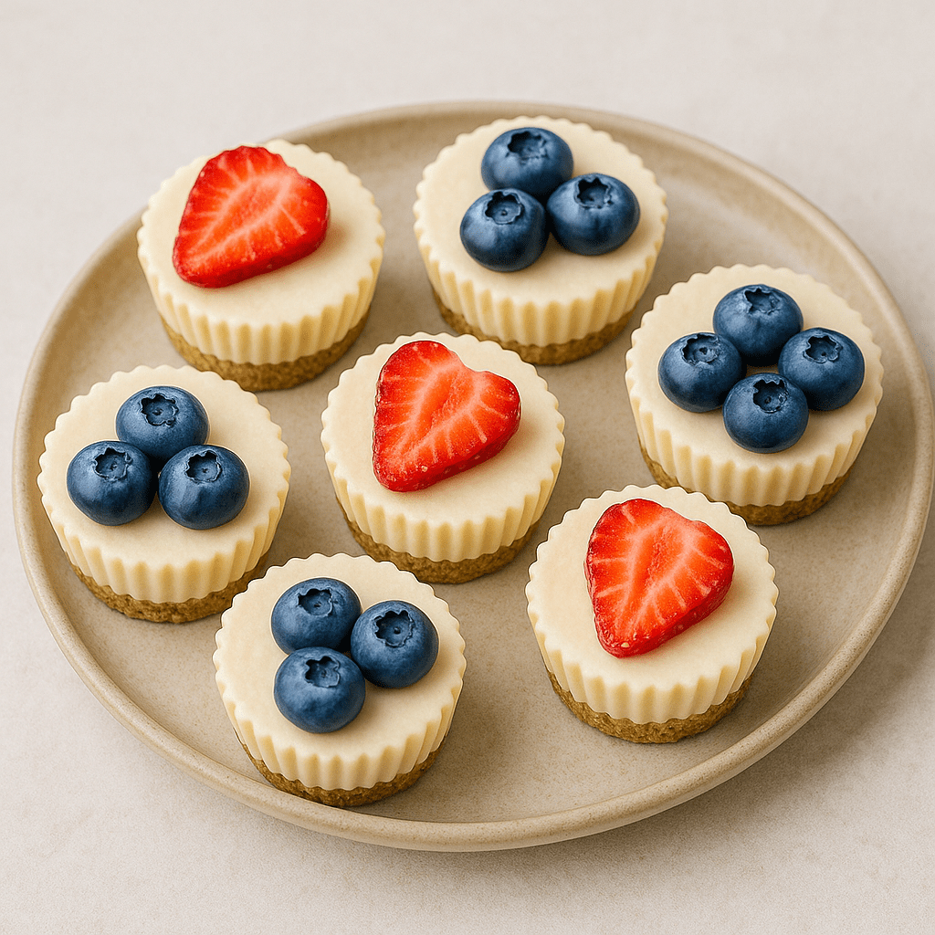High-protein cheesecake bites made with Greek yogurt and protein powder