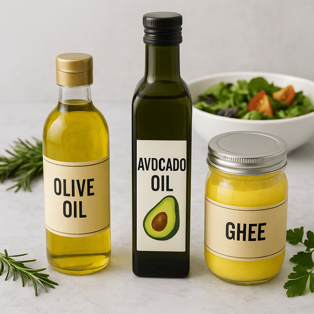 Healthy cooking oil alternatives to seed oils – olive, avocado, ghee