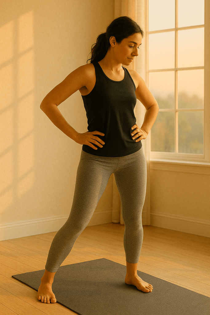 Hip circle mobility exercise to loosen tight hips in the morning.