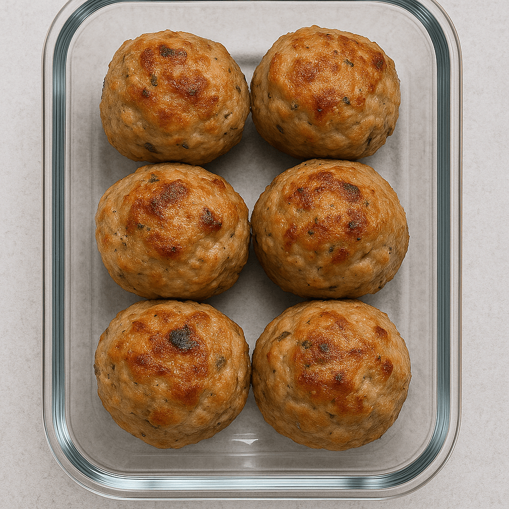 Healthy turkey meatballs ready for meal prep, a high-protein option for the week.